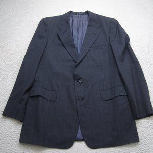 Vintage Burberry Blazer Jacket Mens 42 Blue 2 Button Dress Striped